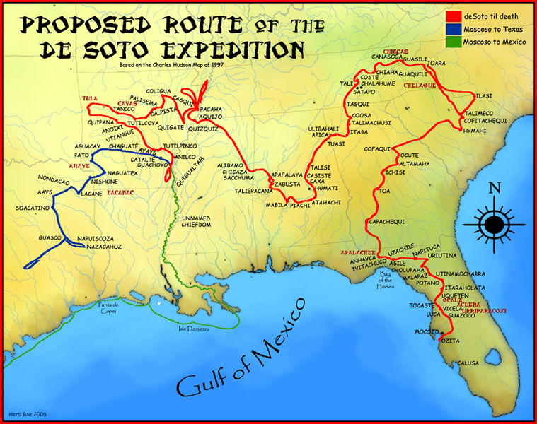 Wyprawa Hernando de Soto do Ameryki Północnej Mapa