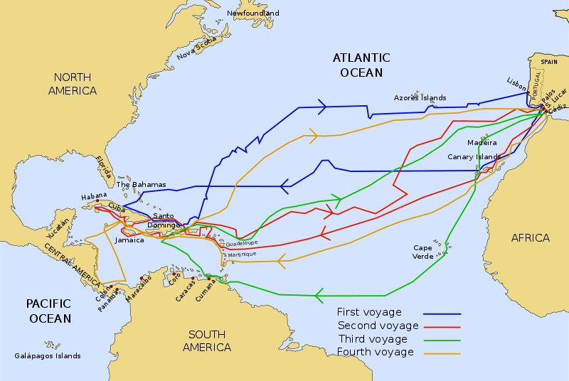 Wyprawy Kolumba Mapa